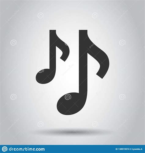 Music Note Icon In Flat Style Sound Media Illustration On White