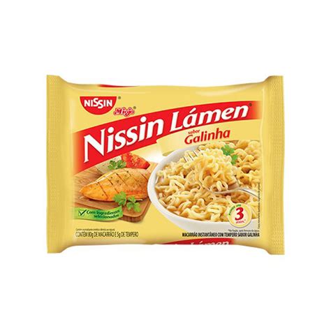 Macarrão Instantâneo Miojo Lámen Galinha NISSIN 80g Macarrão