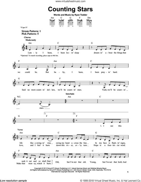 Counting Stars Sheet Music For Guitar Solo Chords V2