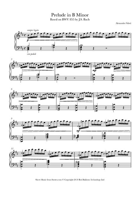 Siloti Prelude In B Minor Based On BWV 855 By J S Bach Sheet Music