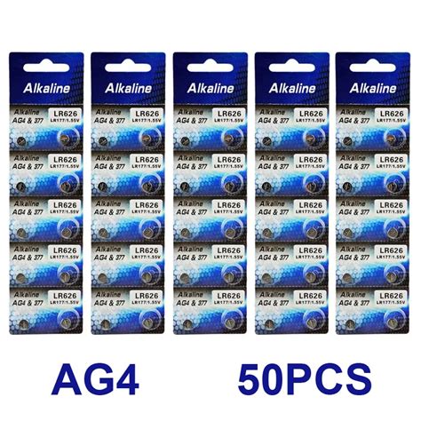 50pcs 15v Ag4 Battery Sr626 377 Lr626 Lr66 Sr66 Button Cell Watch