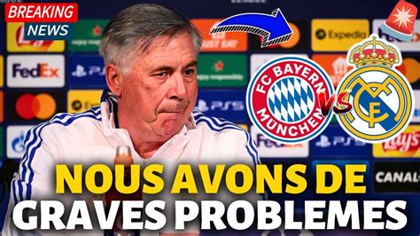 BOMBE À MADRID CARLO ANCELOTTI VIENT DE CONFIRMER CE PROBLEME