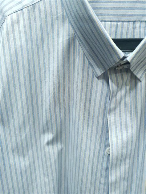 Ascot Chang Custom Shirt French Cuff Blue Yellow Stripe 17 5 Men S