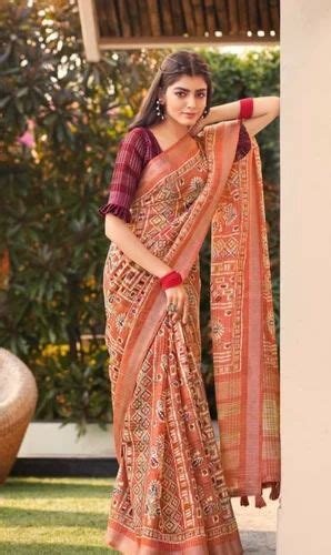 ACFPL Block Prints Jute Cotton Sarees With Blouse 5 5 M At Rs 505