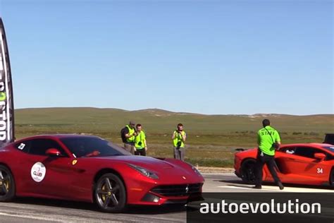 Watch Lamborghini Aventador Vs Ferrari F12 1 2 Mile Drag Race Is