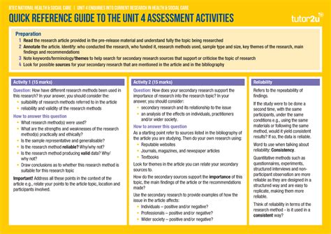 Unit Quick Reference Guide Preparation Read The Research Article