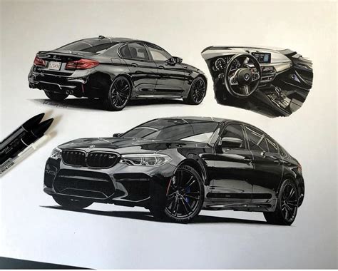 Photorealistic Drawing of BMW M5 : r/toptalent