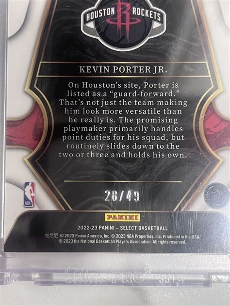 Panini Select Kevin Porter Jr H Red Disco Rockets Ebay