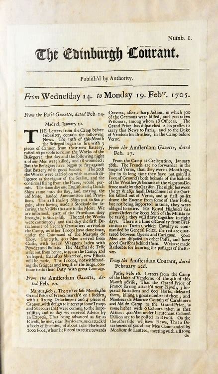The First Number Of The Edinburgh Courant By Anastatic Printing