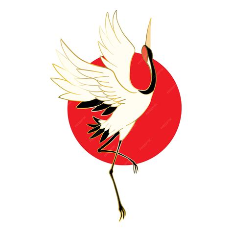 Premium Vector Japanese Crane Bird Isolate On A White Background