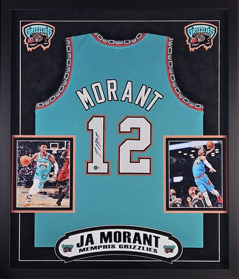 Ja Morant Autographed Memphis Grizzlies Jersey Framed 003 65