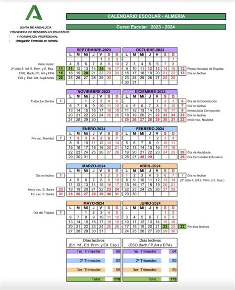 Calendario Escolar Almer A Para El Curso Descargar