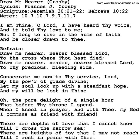 Good Old Hymns Draw Me Nearer Crosby Lyrics Sheetmusic Midi Mp3 Audio And Pdf