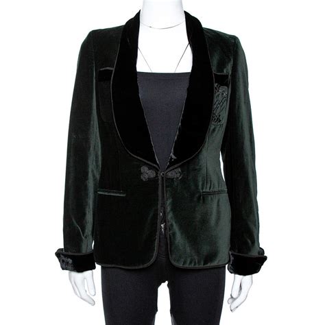 Ch Carolina Herrera Green Velvet Tuxedo Blazer M Ch Carolina Herrera