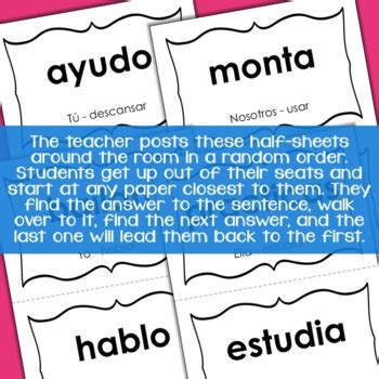 Spanish Scavenger Hunt Present Tense AR Verbs Activity By Miss Senorita