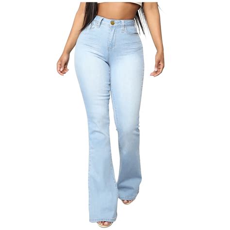 XFLWAM Skinny Ripped Bell Bottom Jeans For Women High Waisted Classic