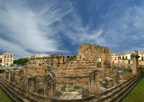 Panorama Del Tempio Del Greco Antico Di Apollo Siracusa Immagine Stock