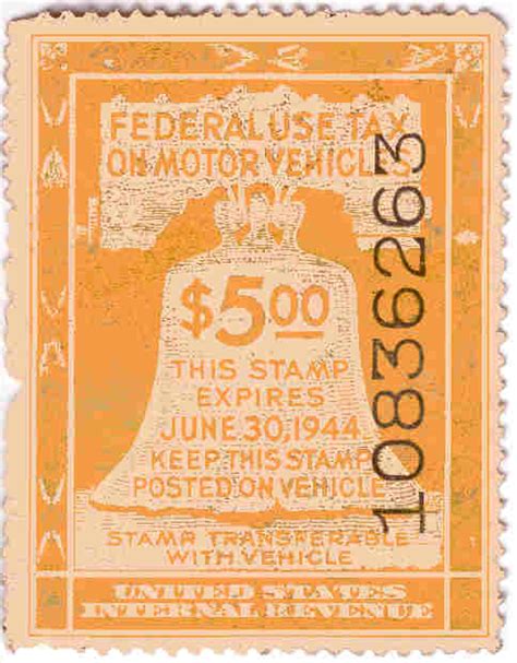 Federal Use Tax On Motor Vehicles Revenue Stamp