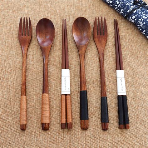 Asian Wooden Cutlery Sets Vaisselle Elite Dinnerware