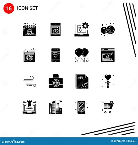 16 Interfaz De Usuario Sólido Paquete De Glifos De Signos Y Símbolos