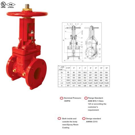 Fm Ul Os Y Type Flanged End Gate Valve Psi