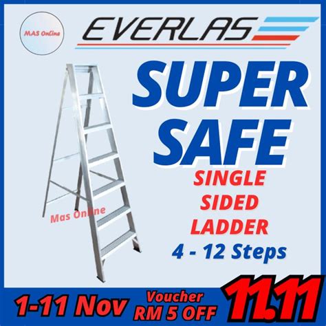 Original Ss Everlas Steps Single Sided Ladder Tangga Aluminium