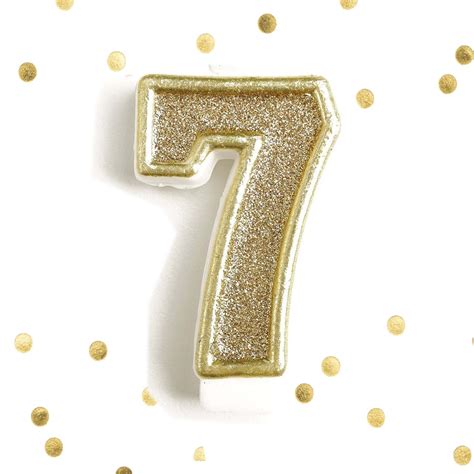 Light Gold Glitter Birthday Candle Number 7 Gold And White Anniversary C