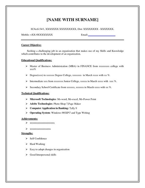 Job Resume Format Simple Lousiana