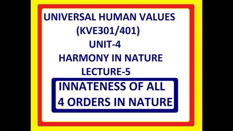 Innateness Of All Four Orders In Nature Youtube