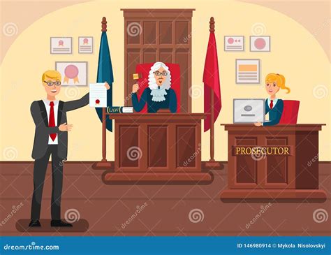 Lawyer Providing Evidence Flat Vector Illustration Stock Vector