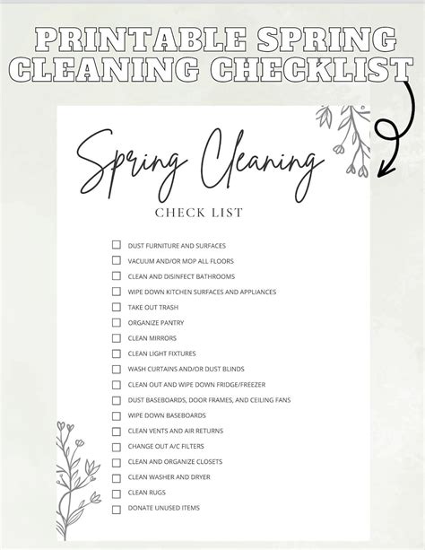 Printable Cleaning Checklist Etsy