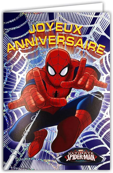 MARVEL ULTIMATE SPIDER MAN Carte Joyeux Anniversaire Toile Araignée