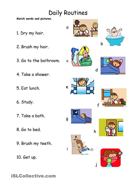 Daily Routine Printable Worksheets