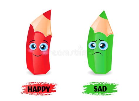 Opposite Words Happy Sad Stock Illustrations Opposite Words Happy