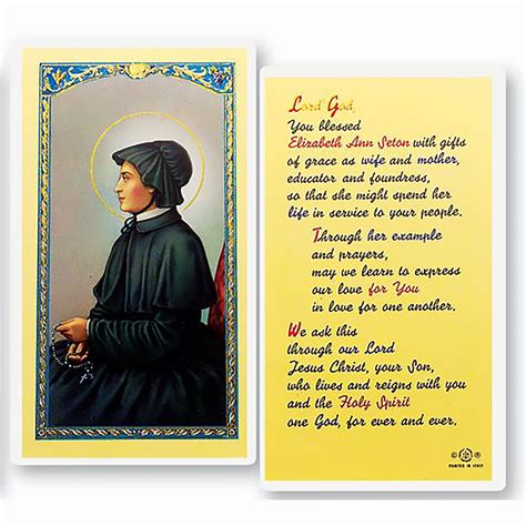 Laminated Holy Card St Elizabeth Ann Seton Ewtn Religious Catalogue