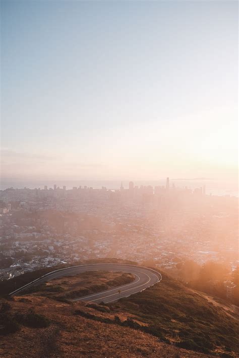 Ciudades Amanecer Ciudad Vista Desde Arriba Niebla Paisaje Urbano