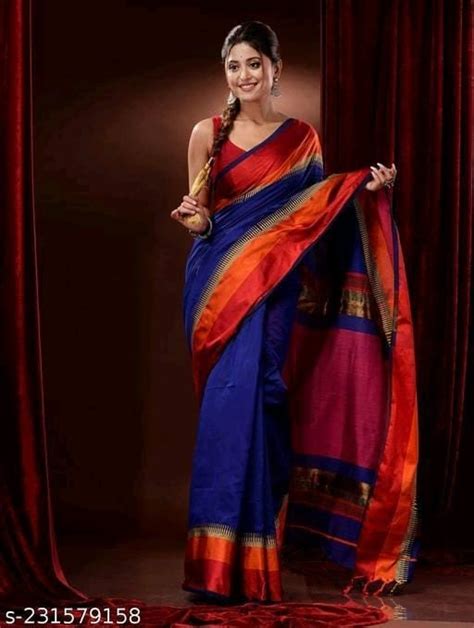 M With Blouse Piece Casual Handloom Cotton Silk Sarees At Rs