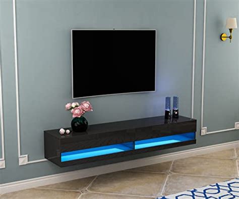 WERSMT Floating LED TV Stand Wall Mounted Entertainment Center With