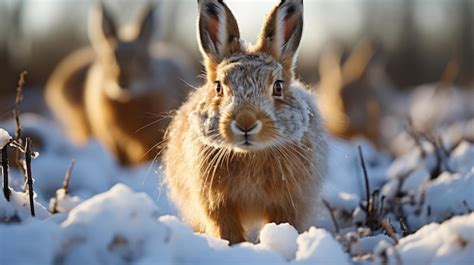 Premium Ai Image European Hare In Winter