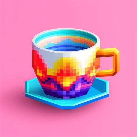 Pixel Art Cup With Vibrant Colors By Pixelplantmaster Stock