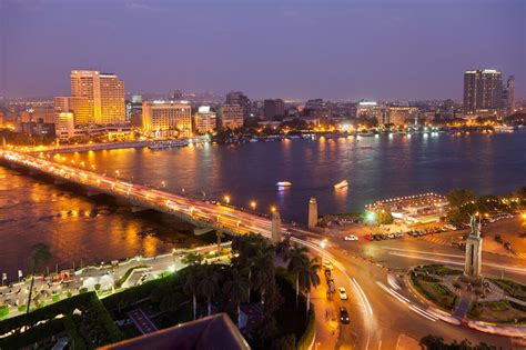 Cityscape Of Illuminated Tahrir Square License Image