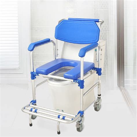 Home Commode Chair Wheelchair Portable Aluminum Shower Chair Commode