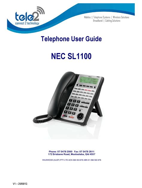 Nec Phones User Manual Sl2100