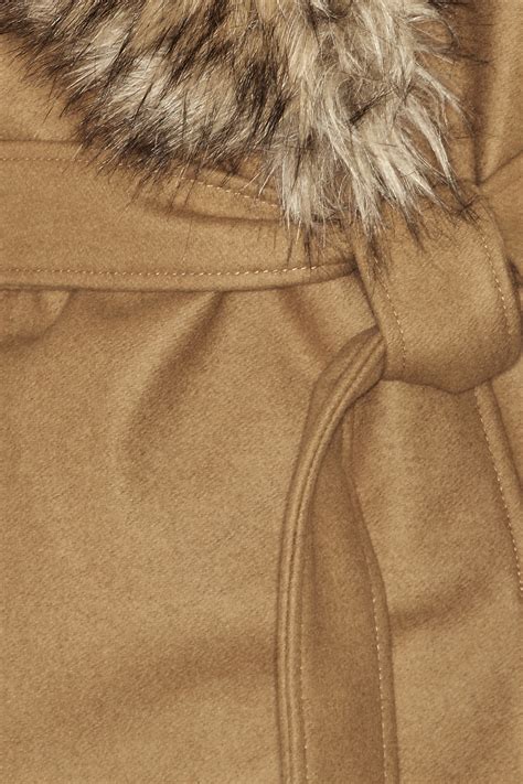 Lyst Michael Michael Kors Faux Fur And Wool Blend Coat In Natural