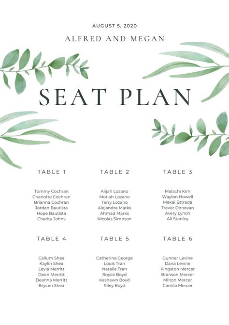 Free Online Wedding Seating Chart Maker | Canva