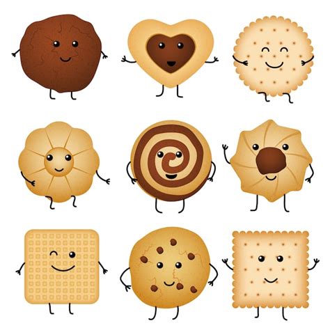 Cute cartoon funny cookies | Premium Vector