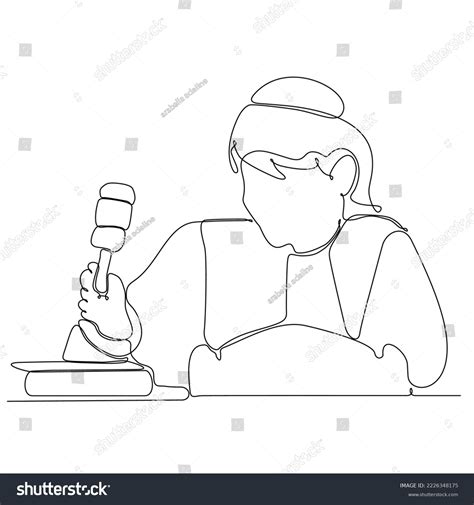 Continuous Line Drawing Judge Holding Hammer Stock Vector (Royalty Free) 2226348175 | Shutterstock