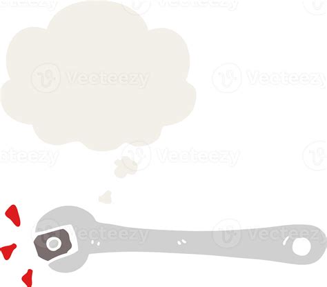 Cartoon Spanner Turning Nut With Thought Bubble In Retro Style 44914121 PNG