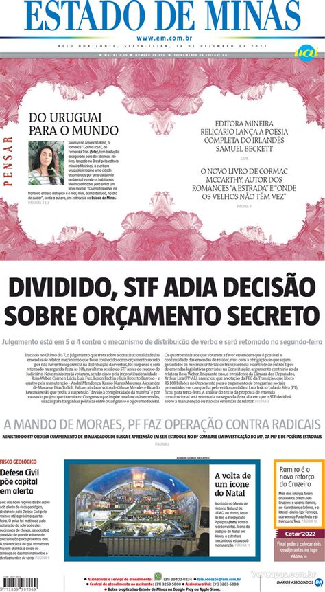 Capa Estado de Minas Terça 8 de Novembro de 2022