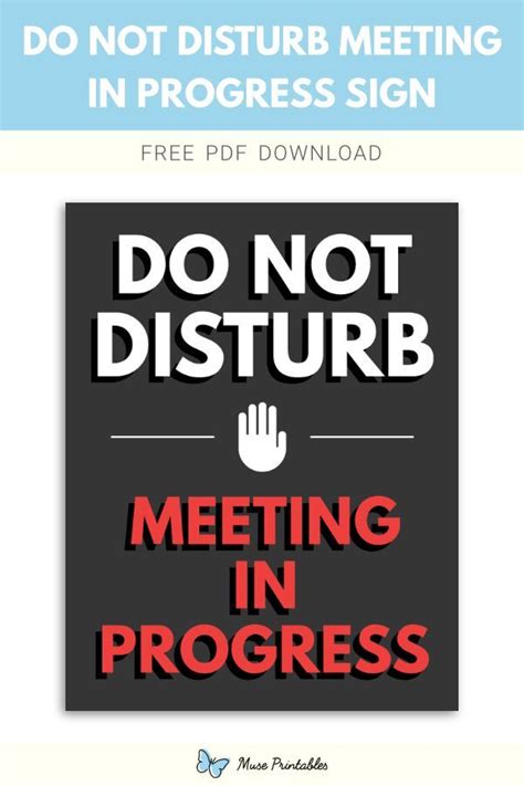 Printable Do Not Disturb Meeting In Progress Sign